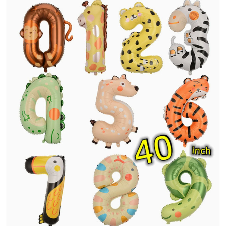 40 इन्च पशु संख्या पन्नी बेलुनहरू