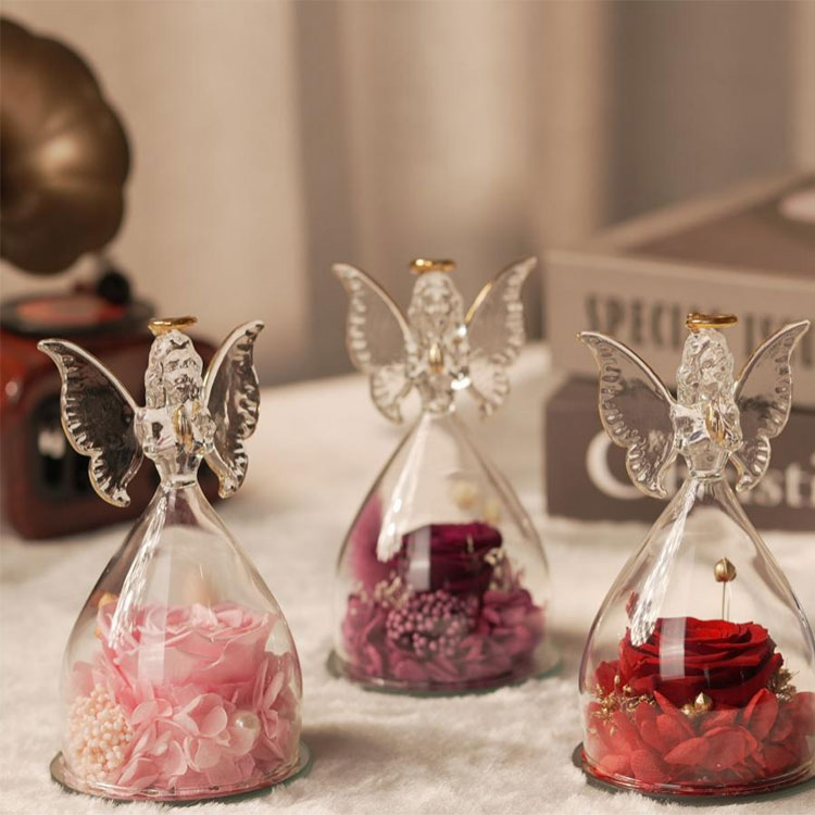 गिलास एन्जिल संरक्षित फूल उपहार